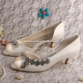 Small Heel Wedding Shoes Ivory Satin